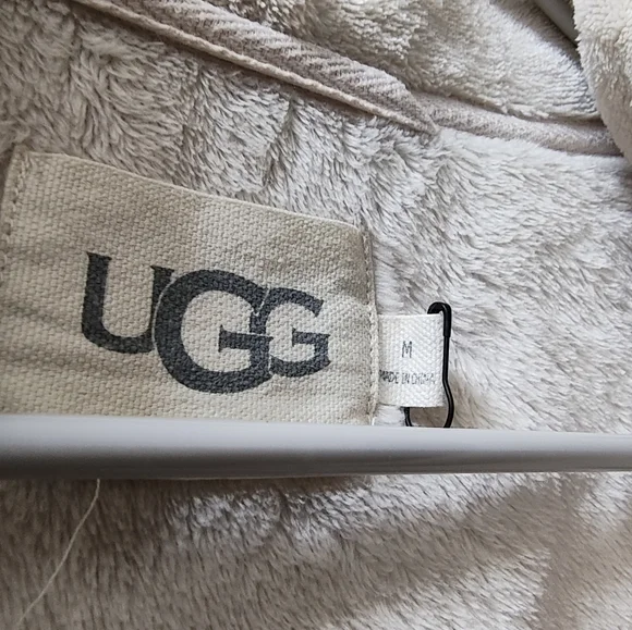 UGG Women’s Fleece Knit Robe Marlow Medium Belted Moonbeam Beige Kimono Plush - Picture 4 of 15